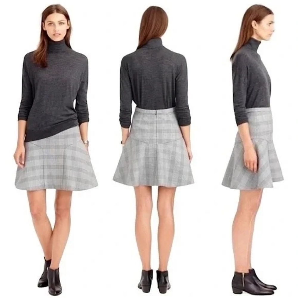 J. CREW Fit + Flare Flouncy Plaid Mini Skirt. Size 00 / 0. Academia. Twee. EUC - Picture 4 of 11